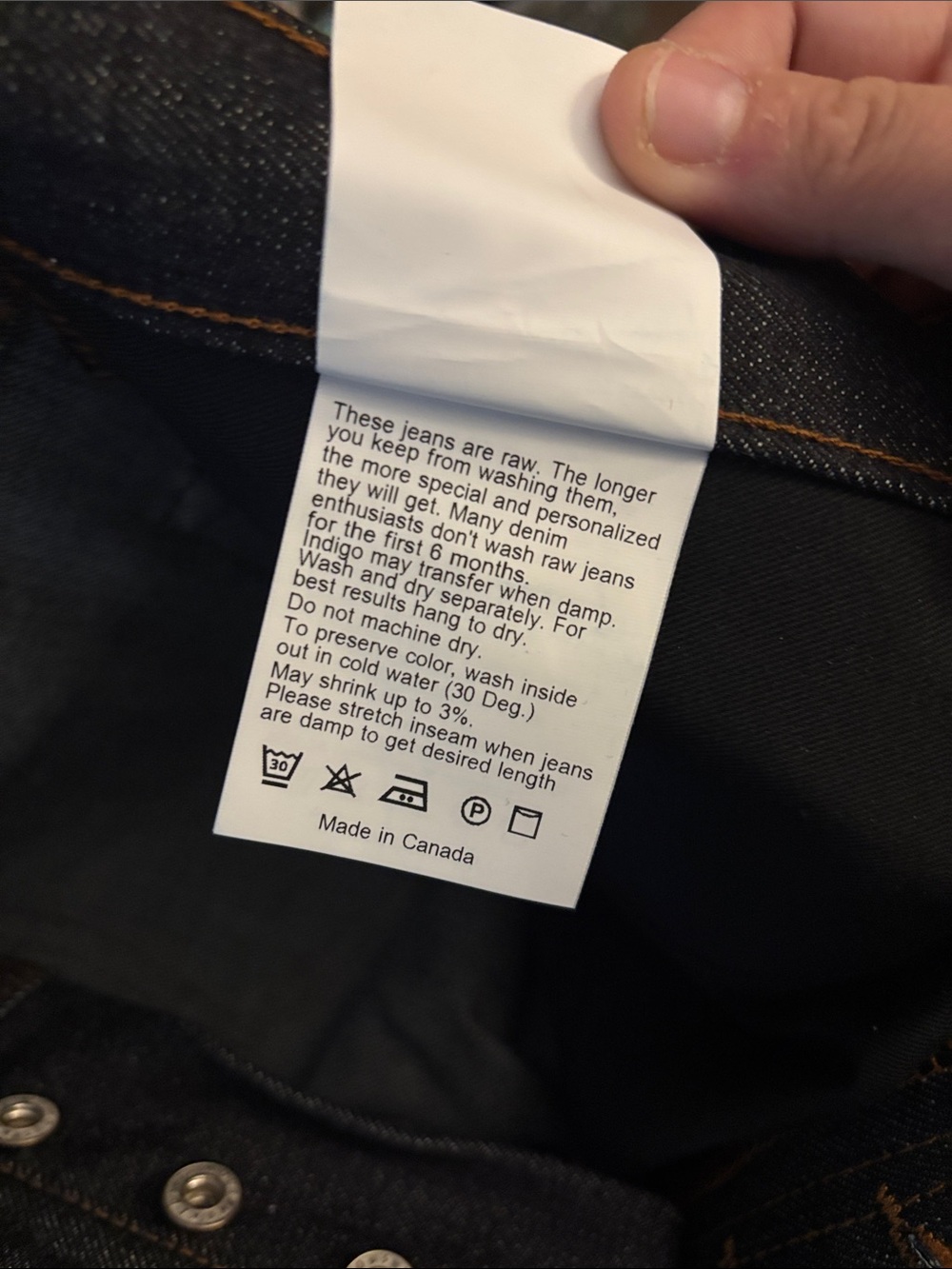 NWT Naked & Famous raw denim, dark wash - Picture 9 of 10